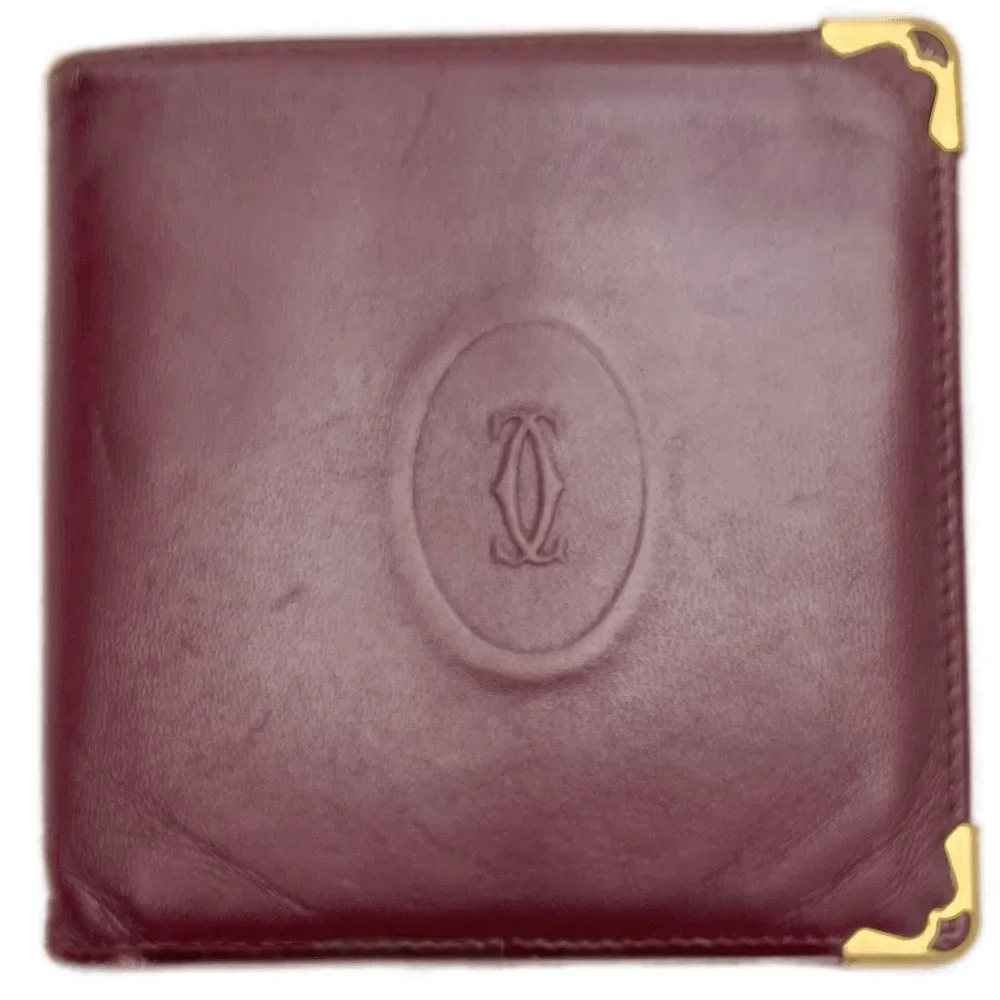 Auc Must De Cartier French style calfskin Leather Vintage wallet
